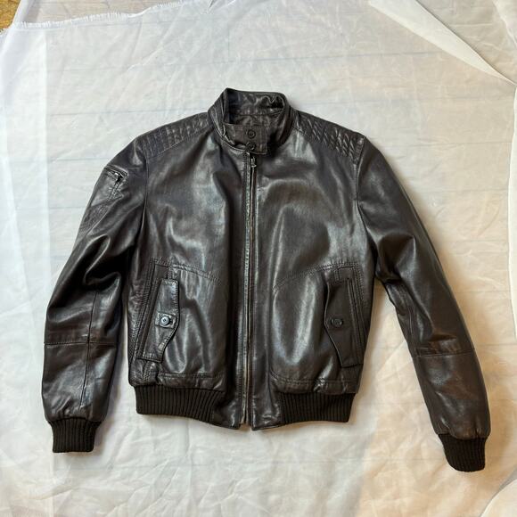 Vintage 90s Brown Italian Leather Oversized Jacket (S/M) - Picture 3 of 7